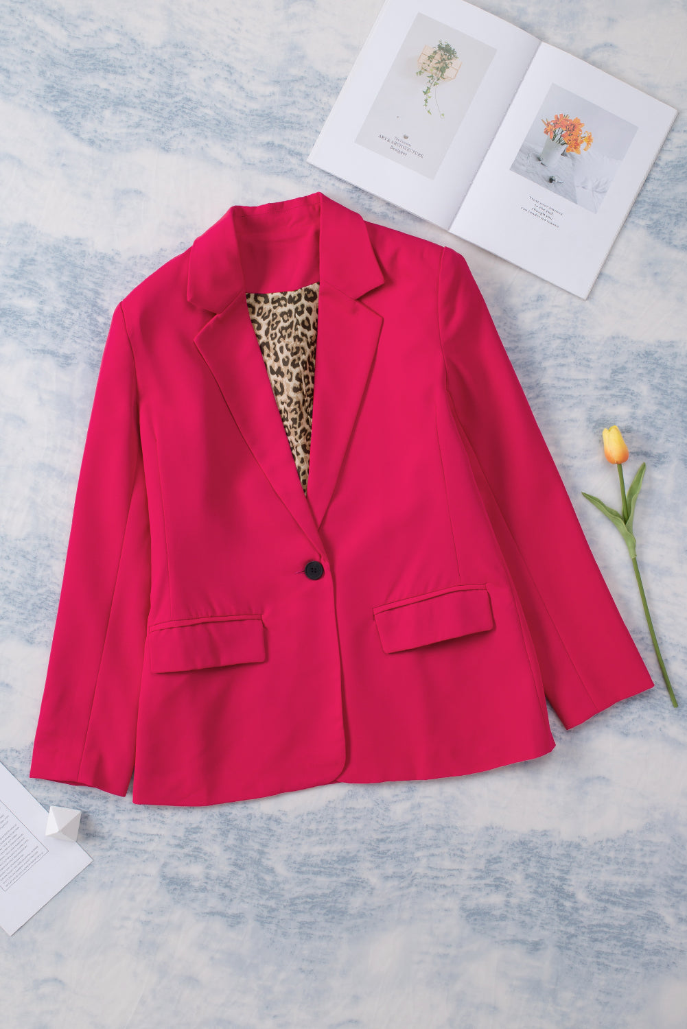 Rose Leopard Lined Blazer